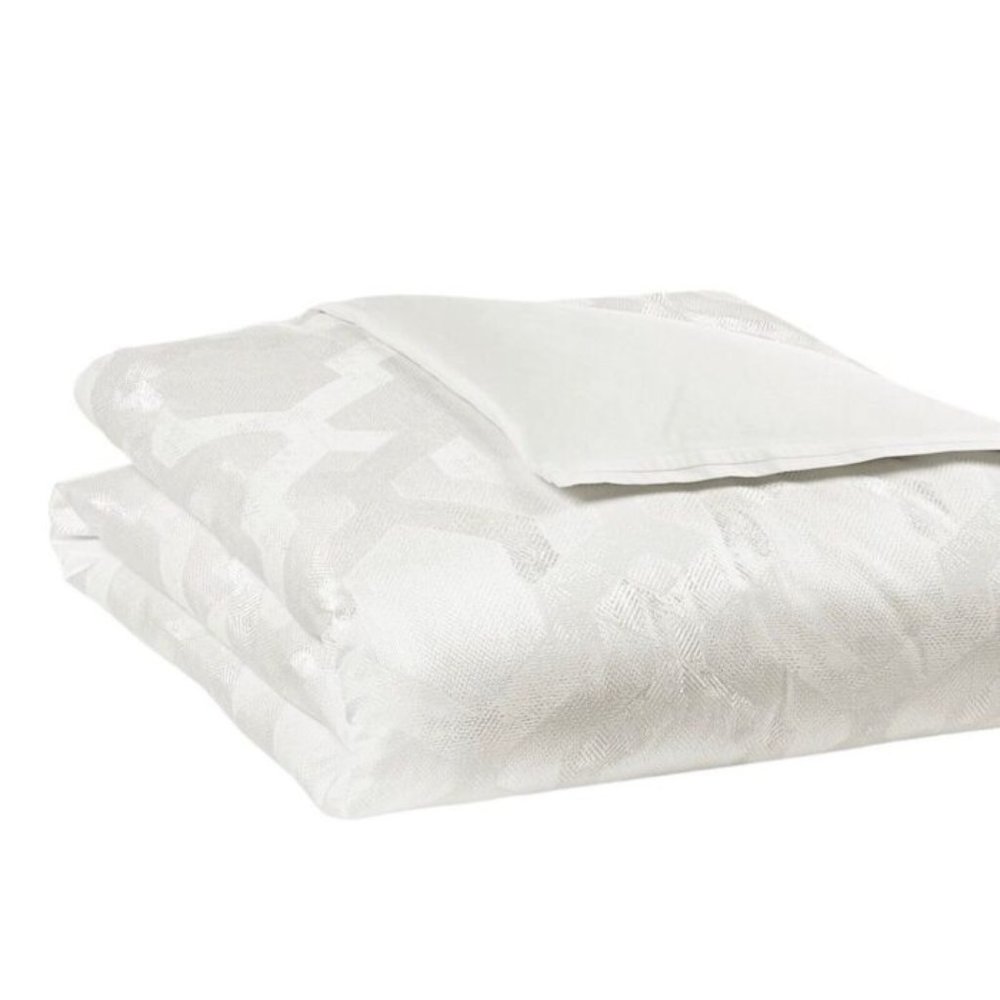 Hudson Park Textured Lattice King Duvet Cover White